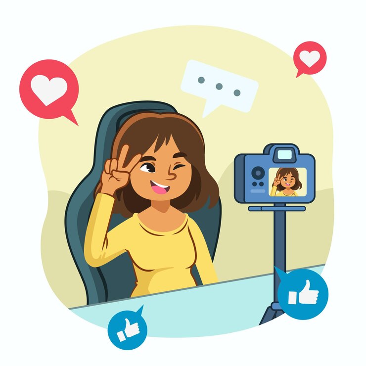 influencer mujer grabando nuevo video